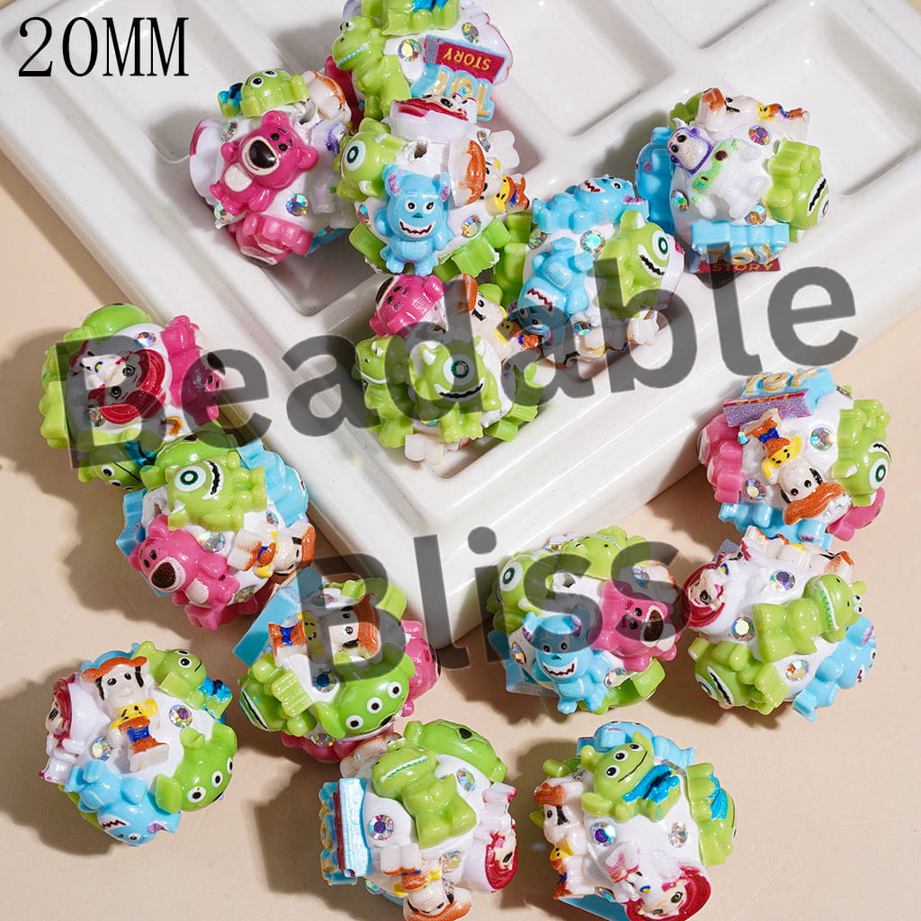 Clay Beads with Toy Adventure Character Series and AB Rhinestone, 20MM