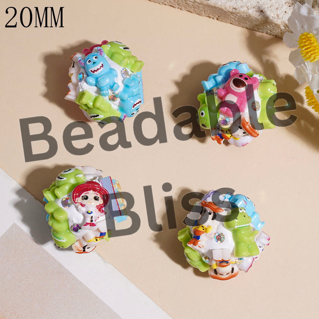 Clay Beads with Toy Adventure Character Series and AB Rhinestone, 20MM