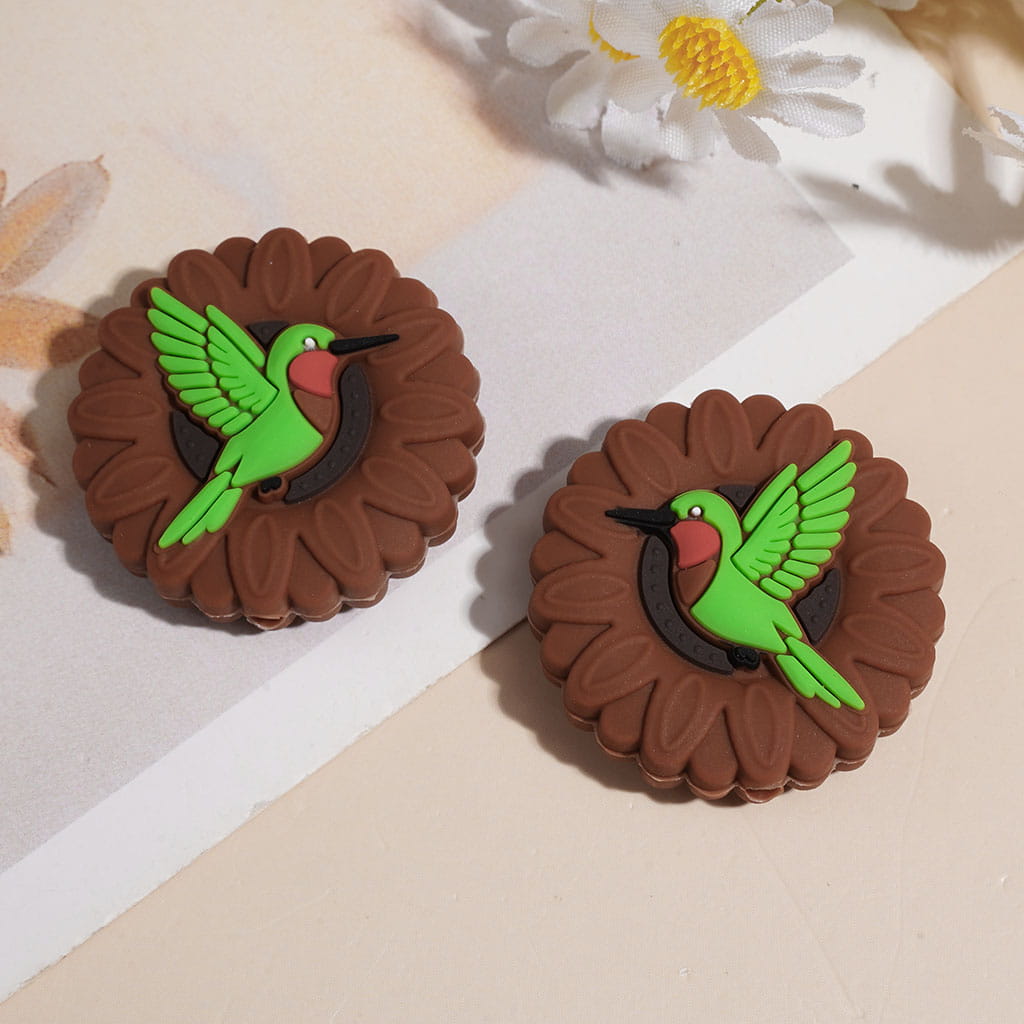 Cute Sunflower & Honey Bee Daisy and Insects Series Silicone Focal Beads, Multi-Color, Random Mix