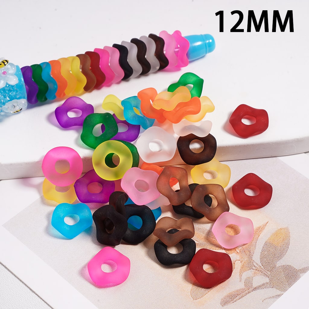 Frosted Matte Wavy Shape, Translucent Color, Acrylic Spacer Beads 12MM Random Mix (Single Color is available for 500pcs(Whole Bag) Only)