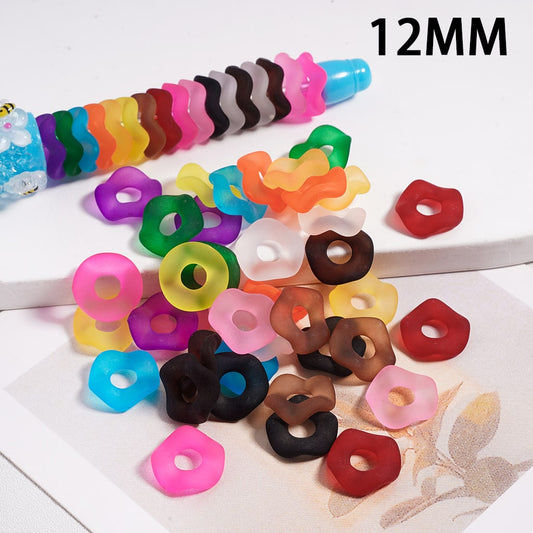 Frosted Matte Wavy Shape, Translucent Color, Acrylic Spacer Beads 12MM Random Mix (Single Color is available for 500pcs(Whole Bag) Only)