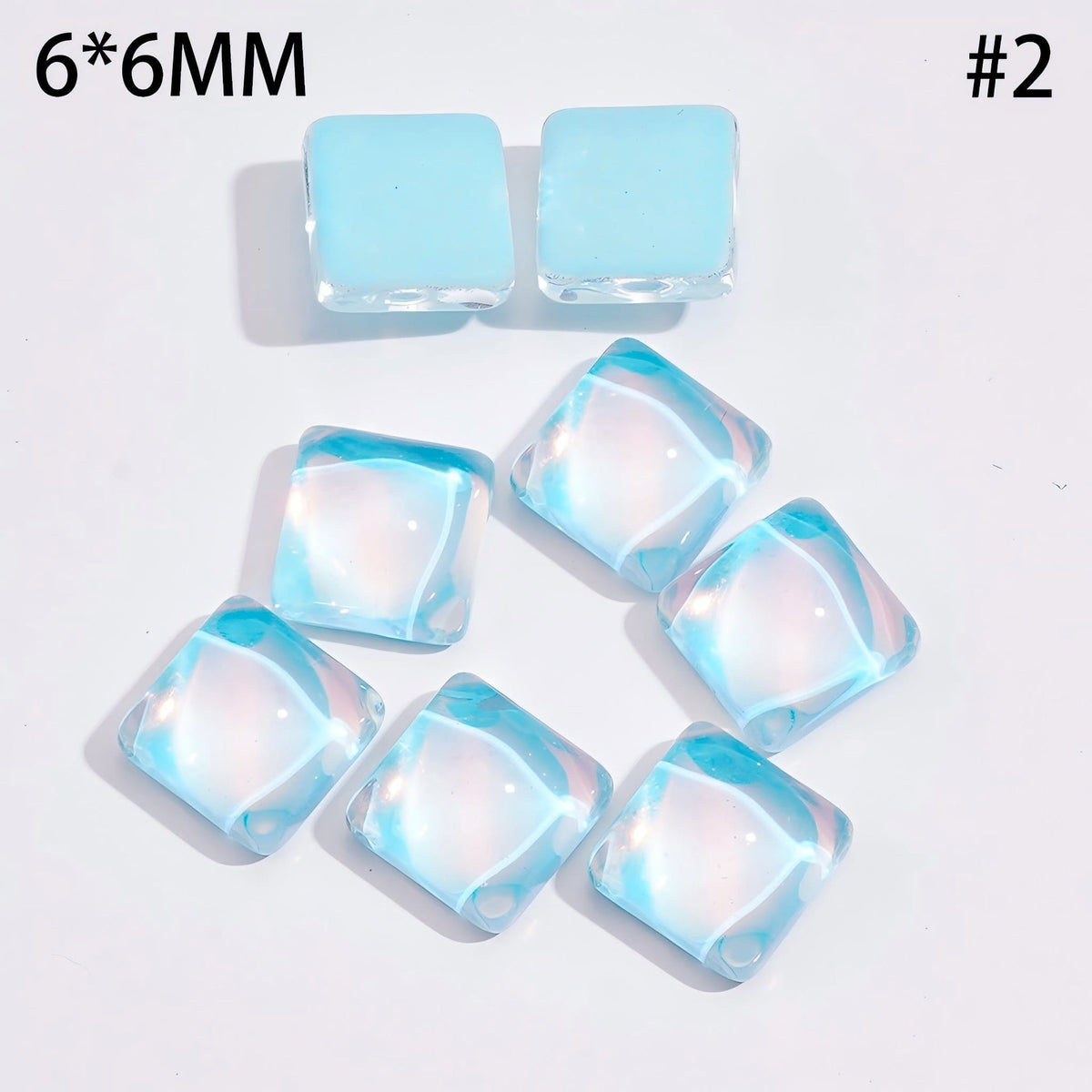 Tiny Adorable Shimmering Square Shaped Rhinestones Charms DIY Jewelry Accessories, 6*6MM, Multicolor