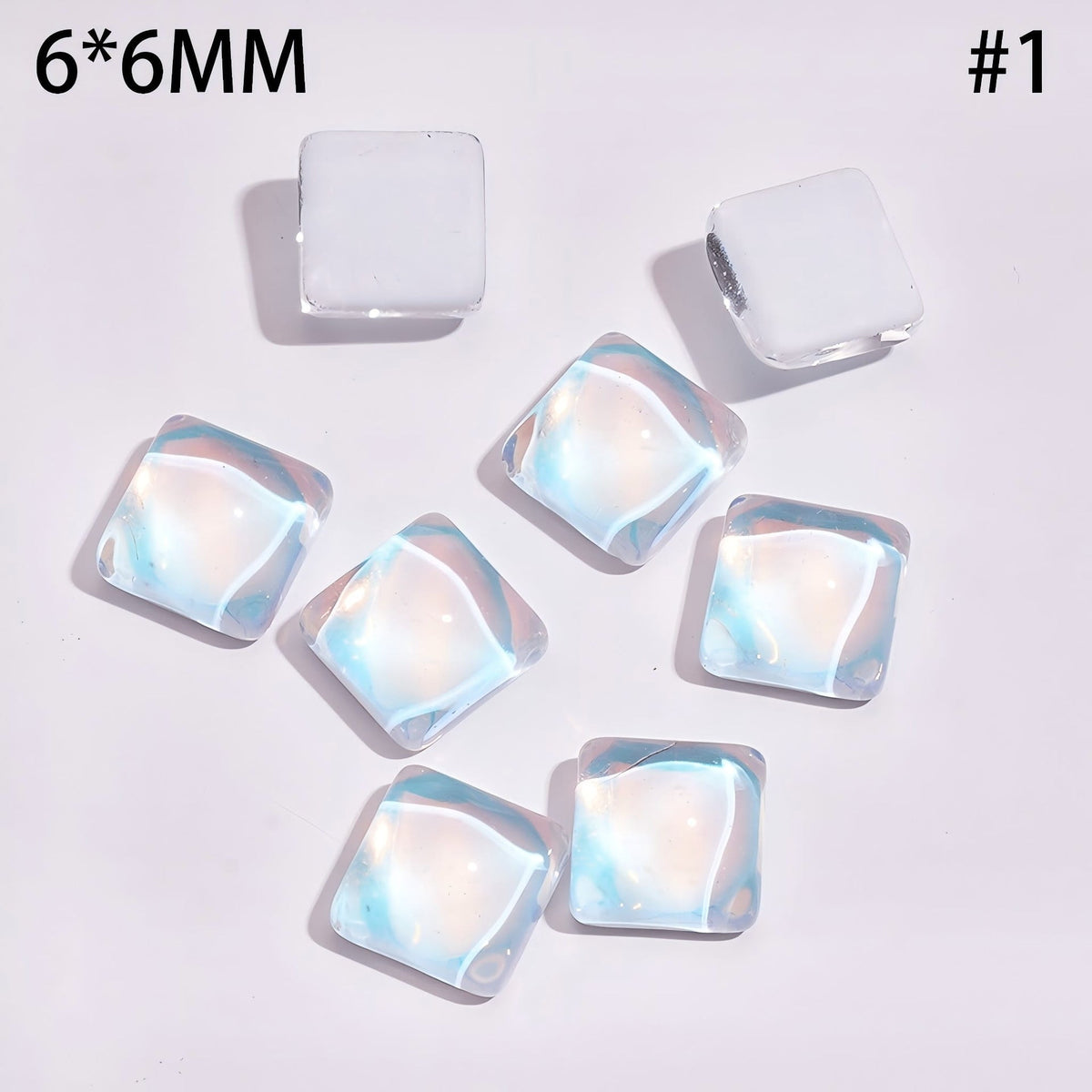 Tiny Adorable Shimmering Square Shaped Rhinestones Charms DIY Jewelry Accessories, 6*6MM, Multicolor