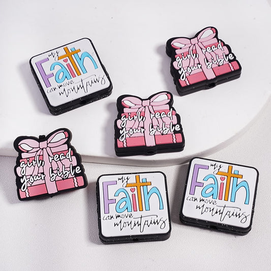 My Faith Can Move Mountains‘Girl Read Your Bible’ Inspirational Series Silicone Focal Beads