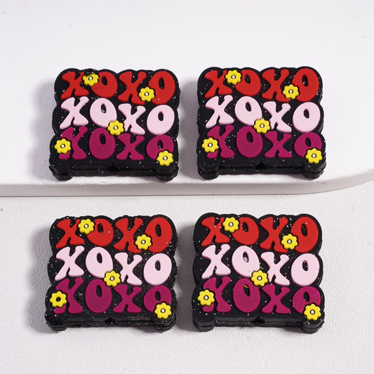 XOXO Love Blooms Silicone Focal Beads with Mini Yellow Flowers