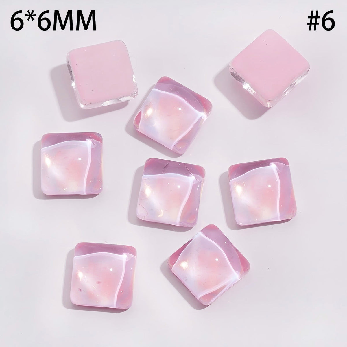 Tiny Adorable Shimmering Square Shaped Rhinestones Charms DIY Jewelry Accessories, 6*6MM, Multicolor