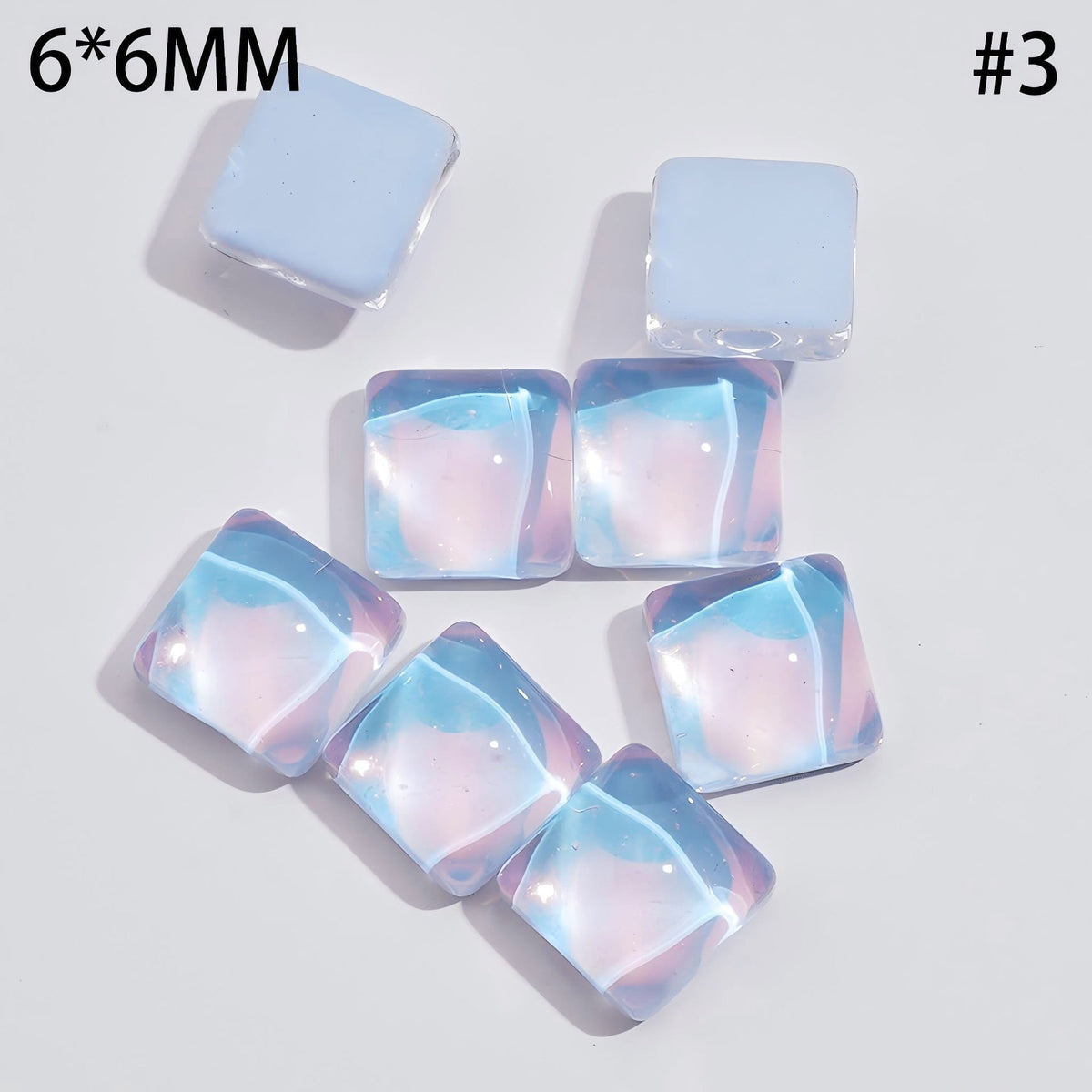 Tiny Adorable Shimmering Square Shaped Rhinestones Charms DIY Jewelry Accessories, 6*6MM, Multicolor