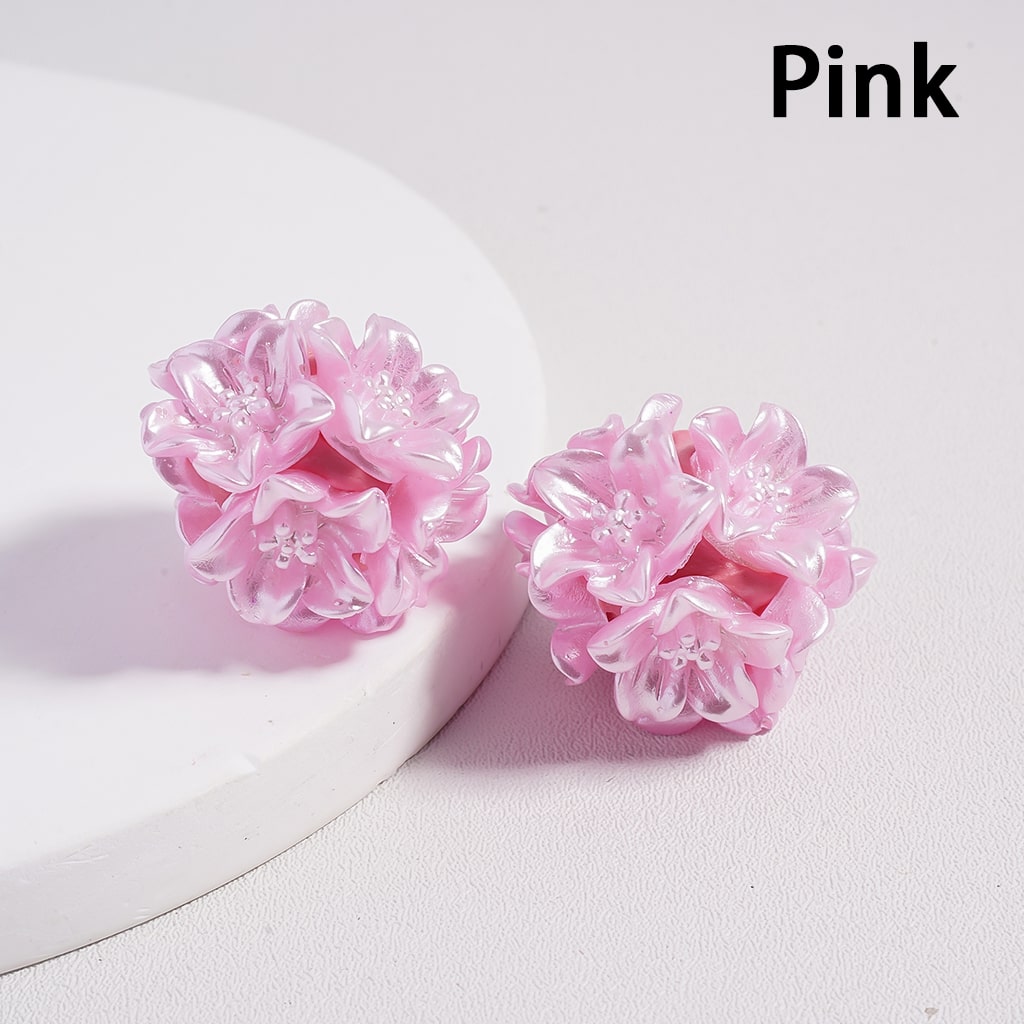 Shiny Flowers with Stamen, Multi-Color, Clay Beads Around 20-25MM