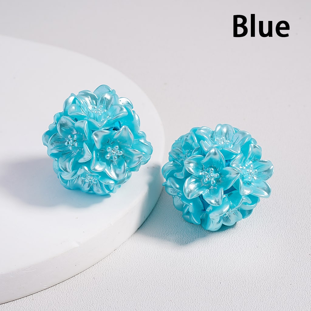 Shiny Flowers with Stamen, Multi-Color, Clay Beads Around 20-25MM
