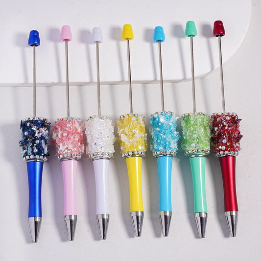 Cute Shiny Butterflies Decoration AB & Cone Shape Rhinestones White Pearls in Solid Color Clay Pen Topper