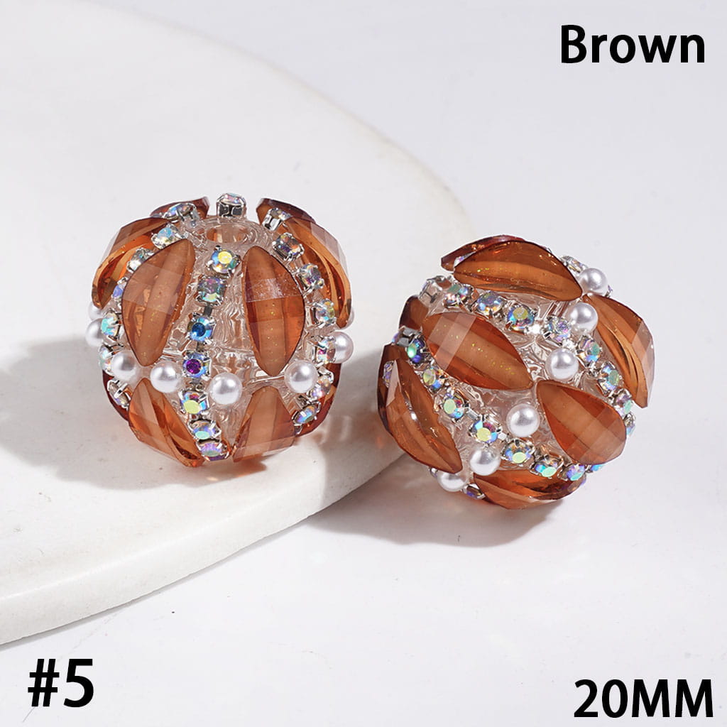 Sparkling Marquise Cut Rhinestones with Glitter, AB Rhinestone Chains and White Pearls Handmade Acrylic Beads, 20MM, Multicolor