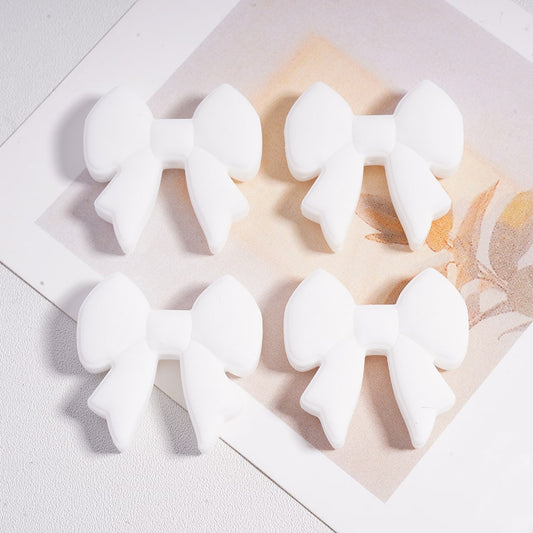 Cute White Bowknot Silicone Focal Beads