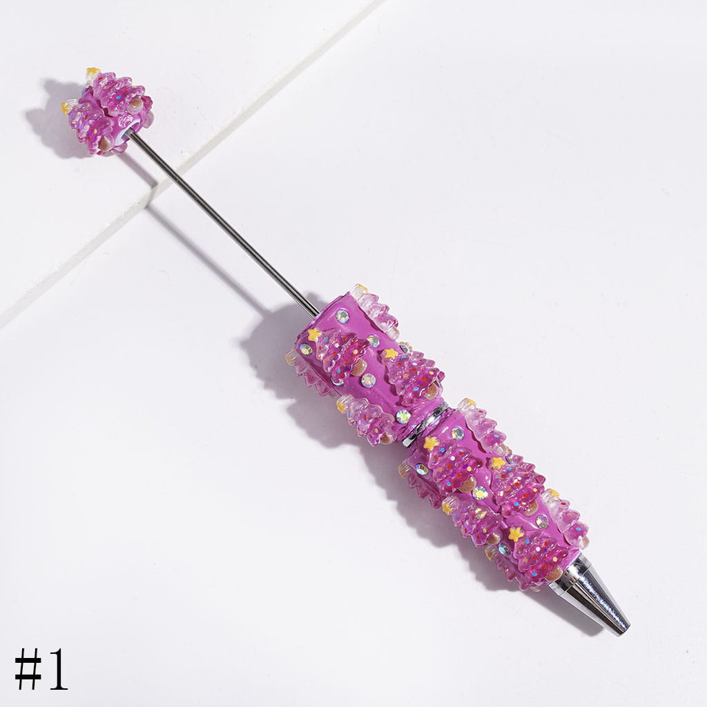 AB Rhinestones and Christmas Tree with Sequin Beadable Clay Pens, Multi-Color