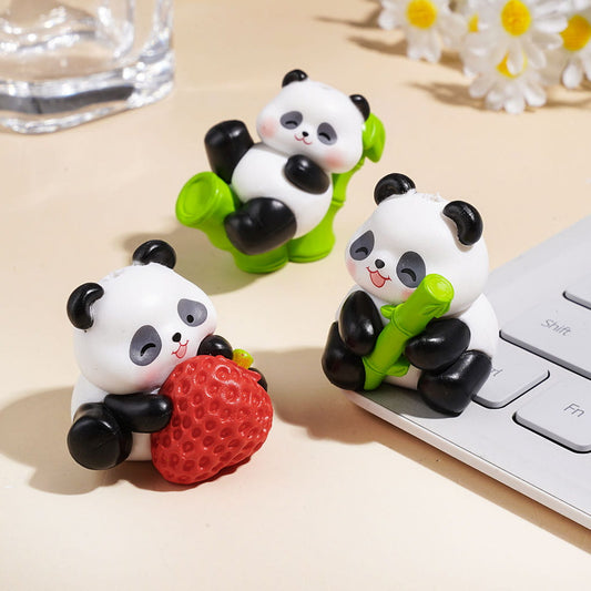 Cute Panda with Bamboo, Strawberry & Fruit Series Acrylic Beads, Assorted Designs, Random Mix