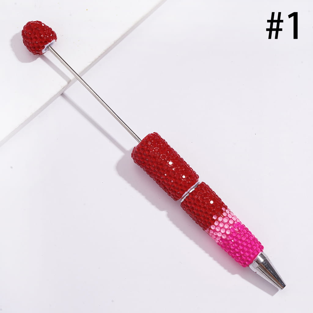 Beadable Clay Pens with Bling Bling Fluorescent Colors Rhinestones Covered the Entire Pens, Three Layer Rhinestones