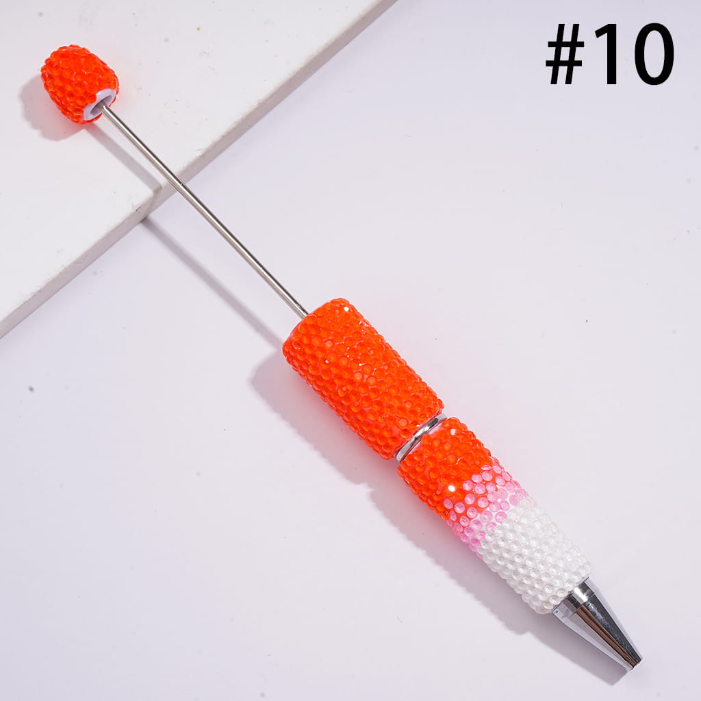 Beadable Clay Pens with Bling Bling Fluorescent Colors Rhinestones Covered the Entire Pens, Three Layer Rhinestones