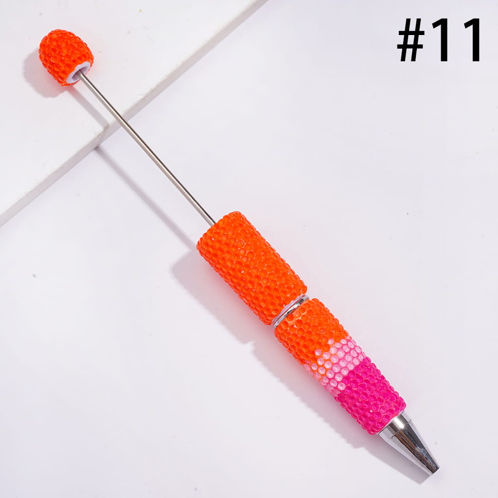 Beadable Clay Pens with Bling Bling Fluorescent Colors Rhinestones Covered the Entire Pens, Three Layer Rhinestones