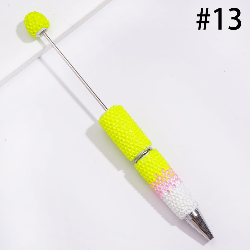 Beadable Clay Pens with Bling Bling Fluorescent Colors Rhinestones Covered the Entire Pens, Three Layer Rhinestones