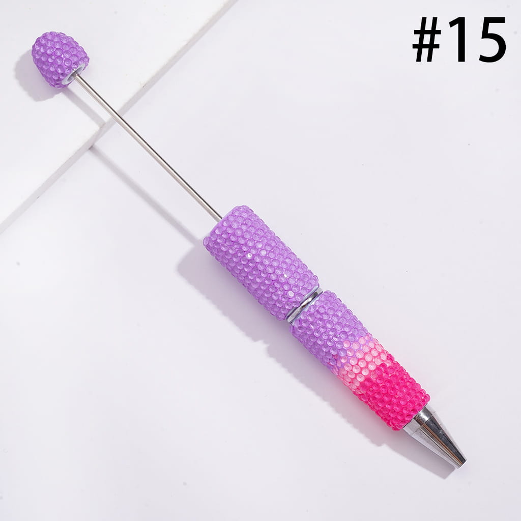 Beadable Clay Pens with Bling Bling Fluorescent Colors Rhinestones Covered the Entire Pens, Three Layer Rhinestones