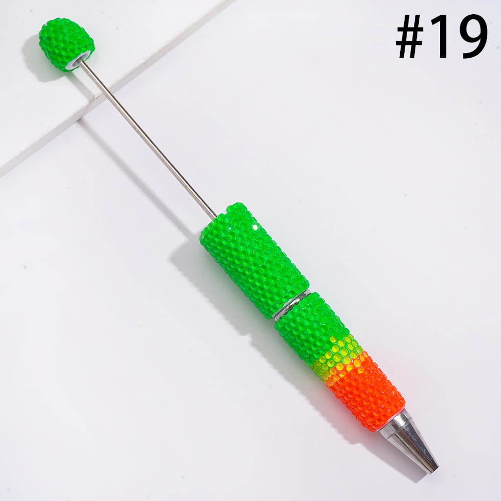 Beadable Clay Pens with Bling Bling Fluorescent Colors Rhinestones Covered the Entire Pens, Three Layer Rhinestones