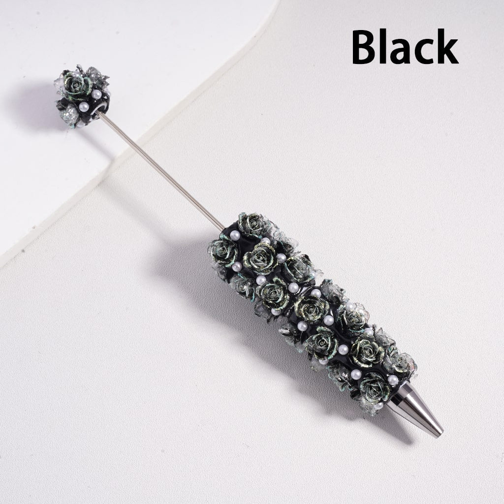 Luminous Colorful Mini Glitter Flower with White Pearls Beadable Clay Pen Random Mix