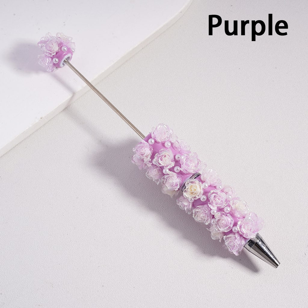 Luminous Colorful Mini Glitter Flower with White Pearls Beadable Clay Pen Random Mix