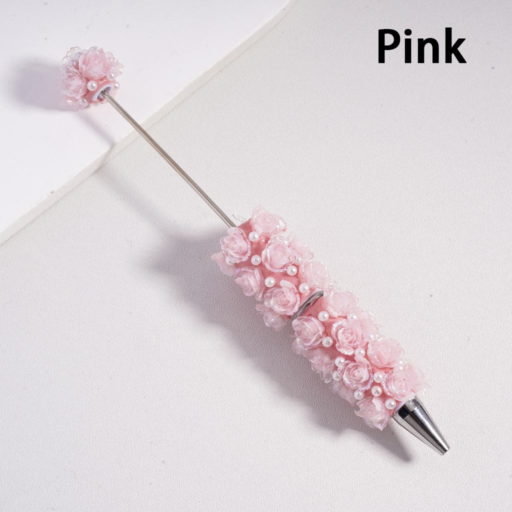 Luminous Colorful Mini Glitter Flower with White Pearls Beadable Clay Pen Random Mix