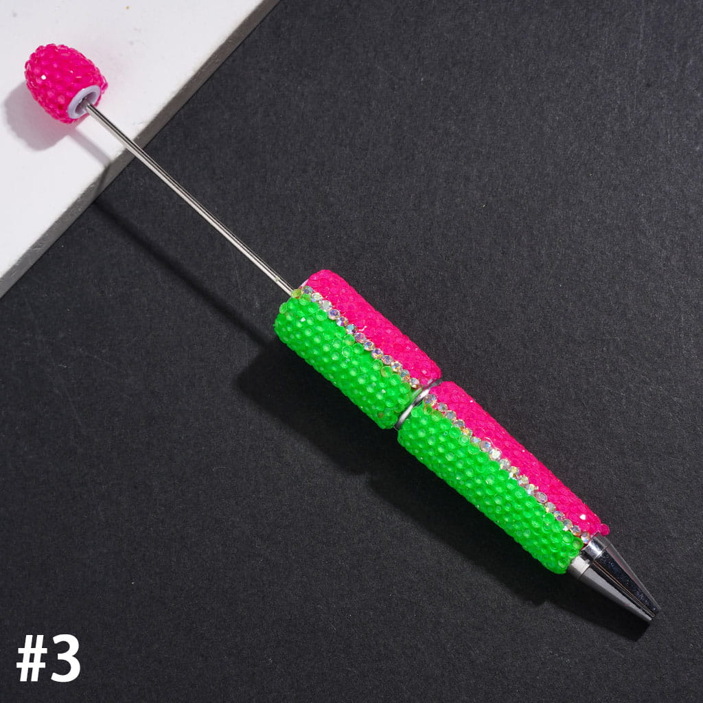 Sparkling Two-Tone Rhinestone Covered Beadable Clay Pen, Multicolor