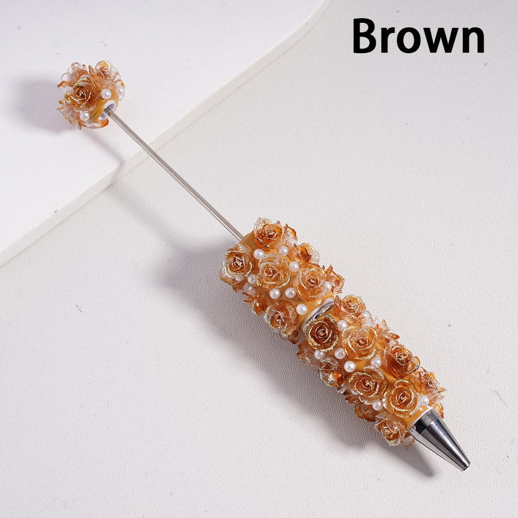 Luminous Colorful Mini Glitter Flower with White Pearls Beadable Clay Pen Random Mix