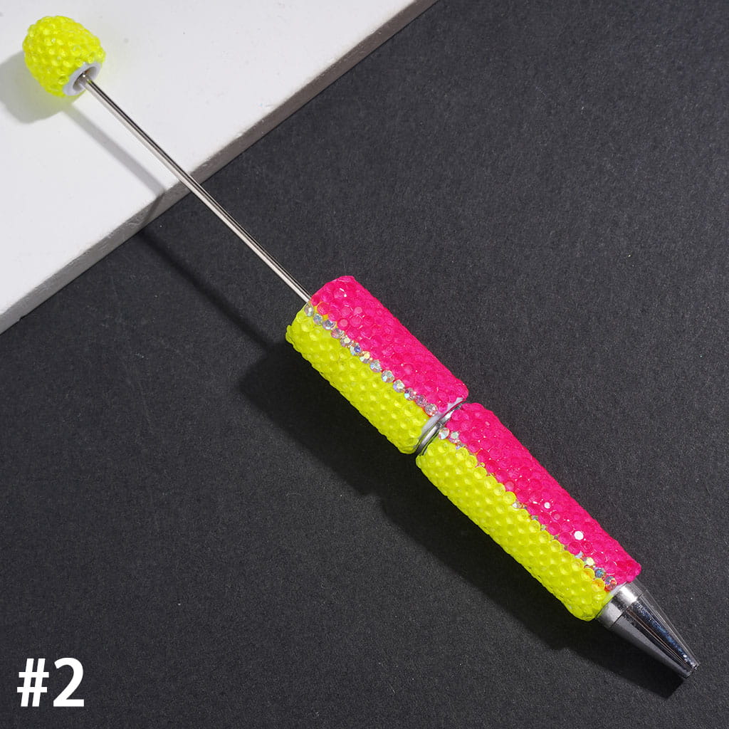 Sparkling Two-Tone Rhinestone Covered Beadable Clay Pen, Multicolor