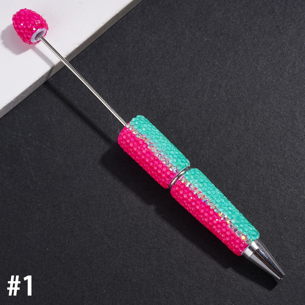 Sparkling Two-Tone Rhinestone Covered Beadable Clay Pen, Multicolor