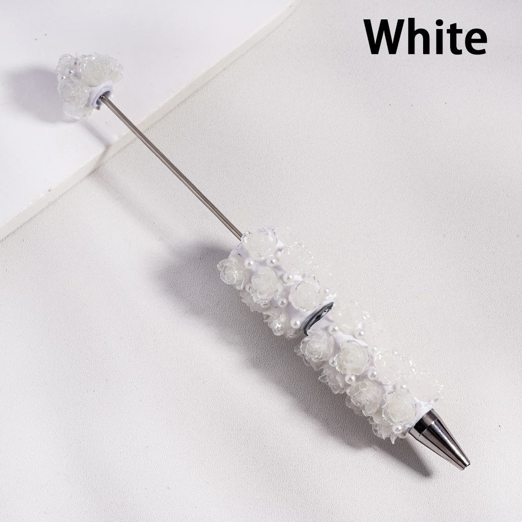 Luminous Colorful Mini Glitter Flower with White Pearls Beadable Clay Pen Random Mix