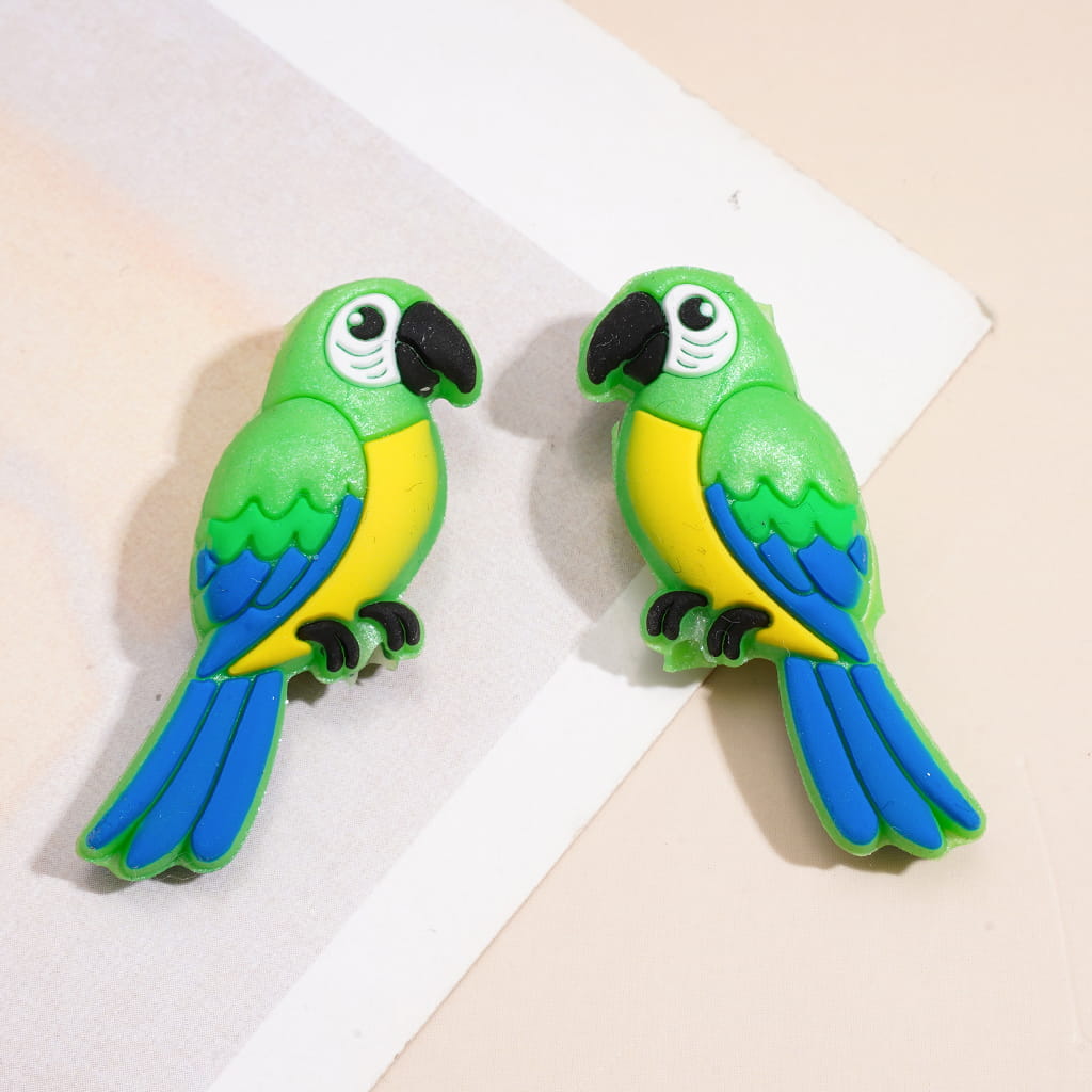 Silicone Focal Beads 3D Vivid Parrot Theme, Multi- Color