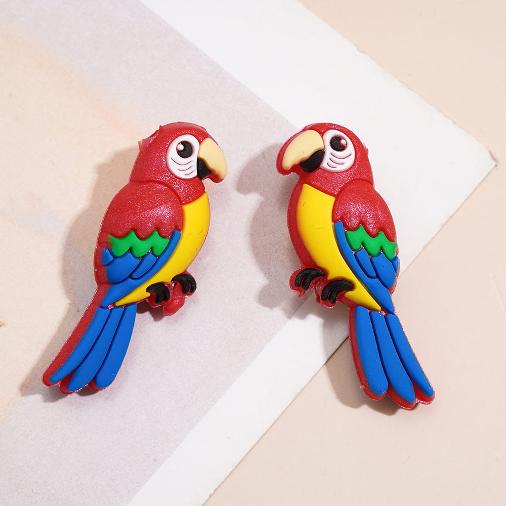 Silicone Focal Beads 3D Vivid Parrot Theme, Multi- Color