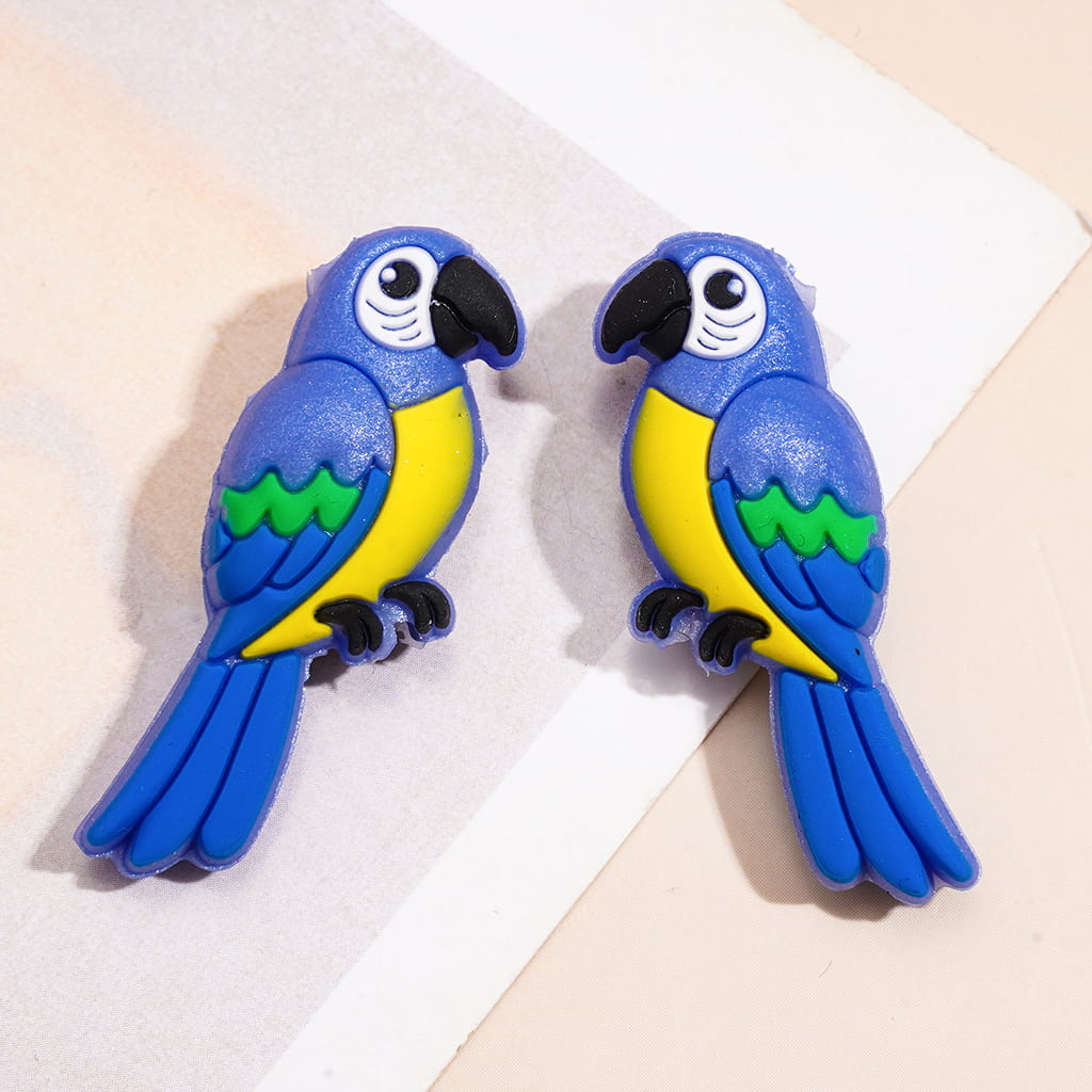 Silicone Focal Beads 3D Vivid Parrot Theme, Multi- Color