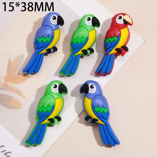 3D Cute Parrot Bird Theme Silicone Focal Beads Random Mix