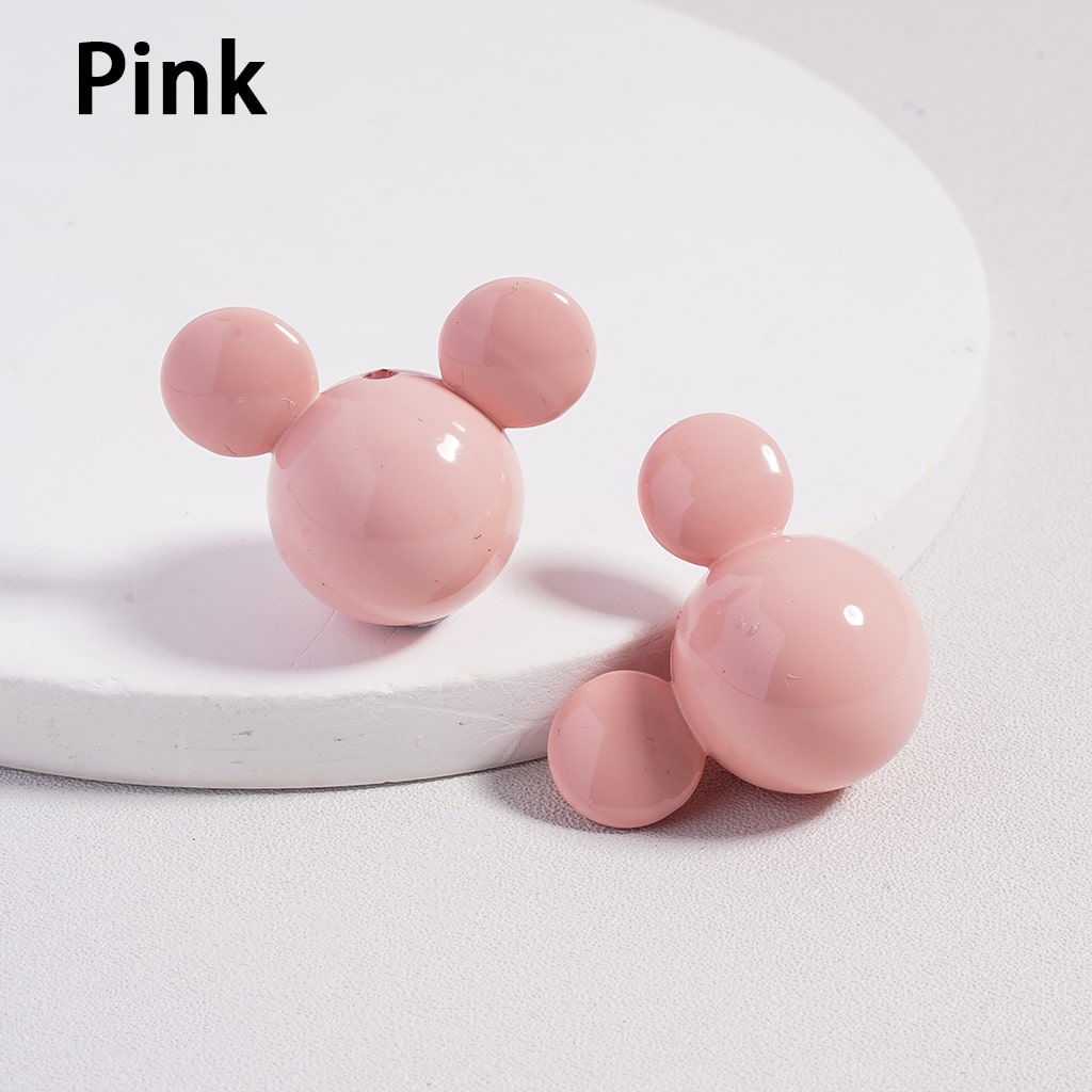 Shiny Stoving Varnish Multi Color Shiny Mickey Mouse Head Acrylic Beads 23*30MM (Can't Used for Pen)