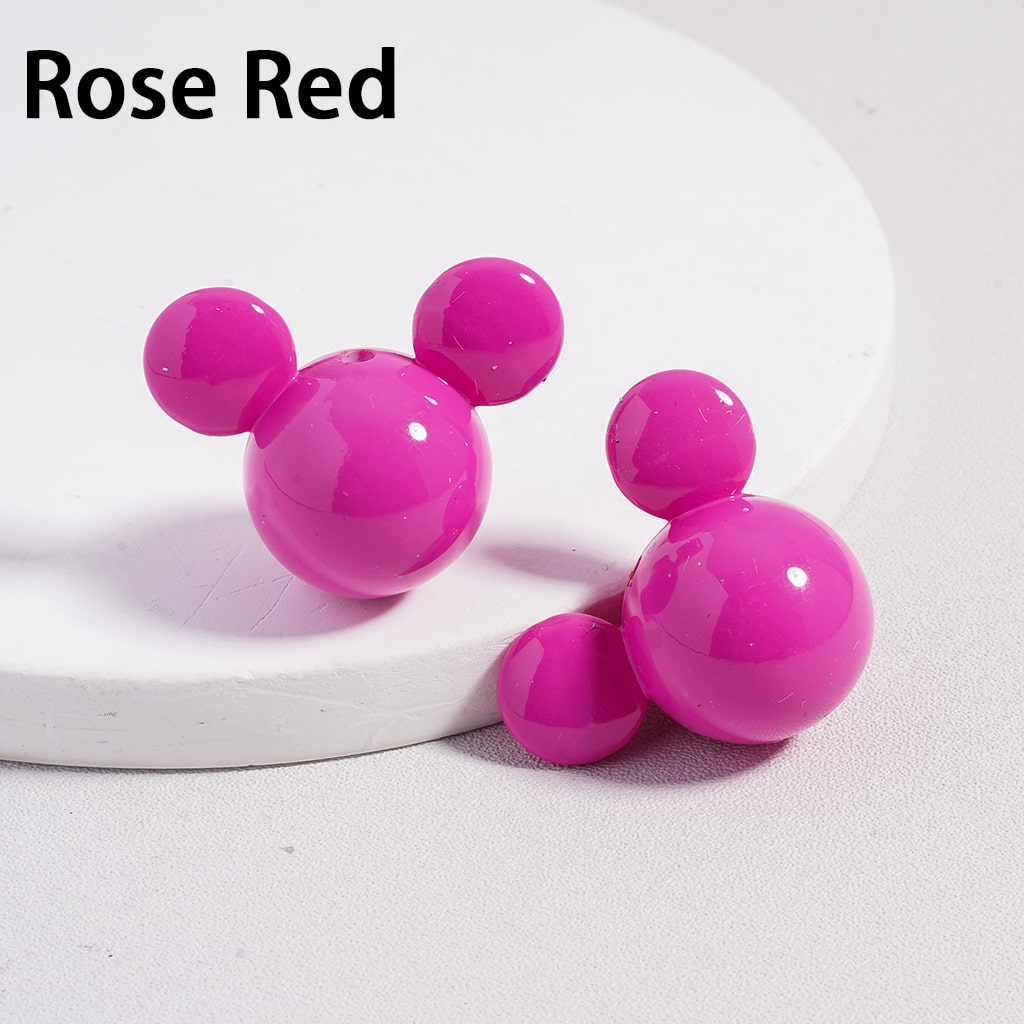 Shiny Stoving Varnish Multi Color Shiny Mickey Mouse Head Acrylic Beads 23*30MM (Can't Used for Pen)
