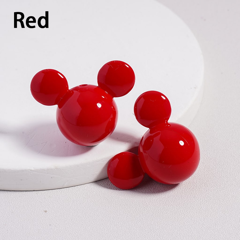 Shiny Stoving Varnish Multi Color Shiny Mickey Mouse Head Acrylic Beads 23*30MM (Can't Used for Pen)