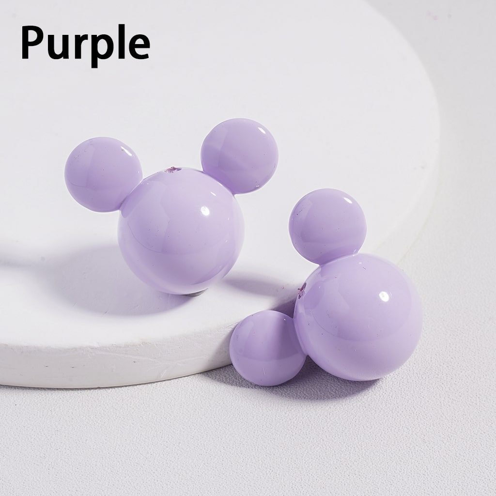 Shiny Stoving Varnish Multi Color Shiny Mickey Mouse Head Acrylic Beads 23*30MM (Can't Used for Pen)