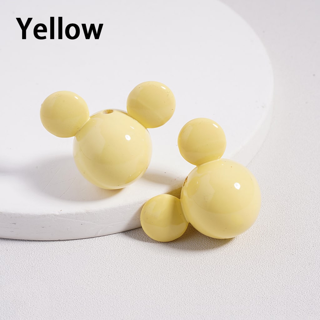 Shiny Stoving Varnish Multi Color Shiny Mickey Mouse Head Acrylic Beads 23*30MM (Can't Used for Pen)