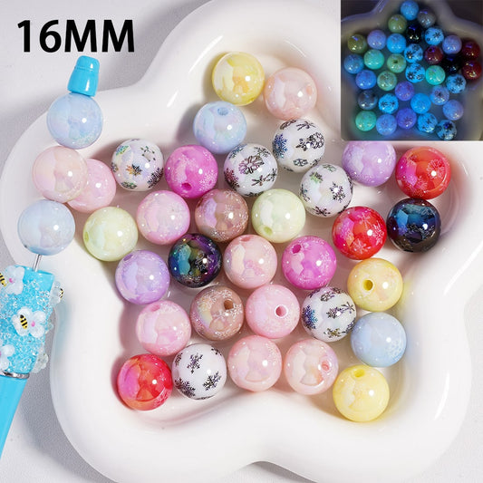 UV Coating Luminous Glowing Snowflake Cute Christmas Dream Acrylic Beads