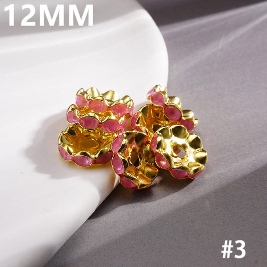 Luxury Gold Wavy Rhinestone Spacer Beads in Satin Nickel Plating Coating Process 12MM (Update Other Colors Later)
