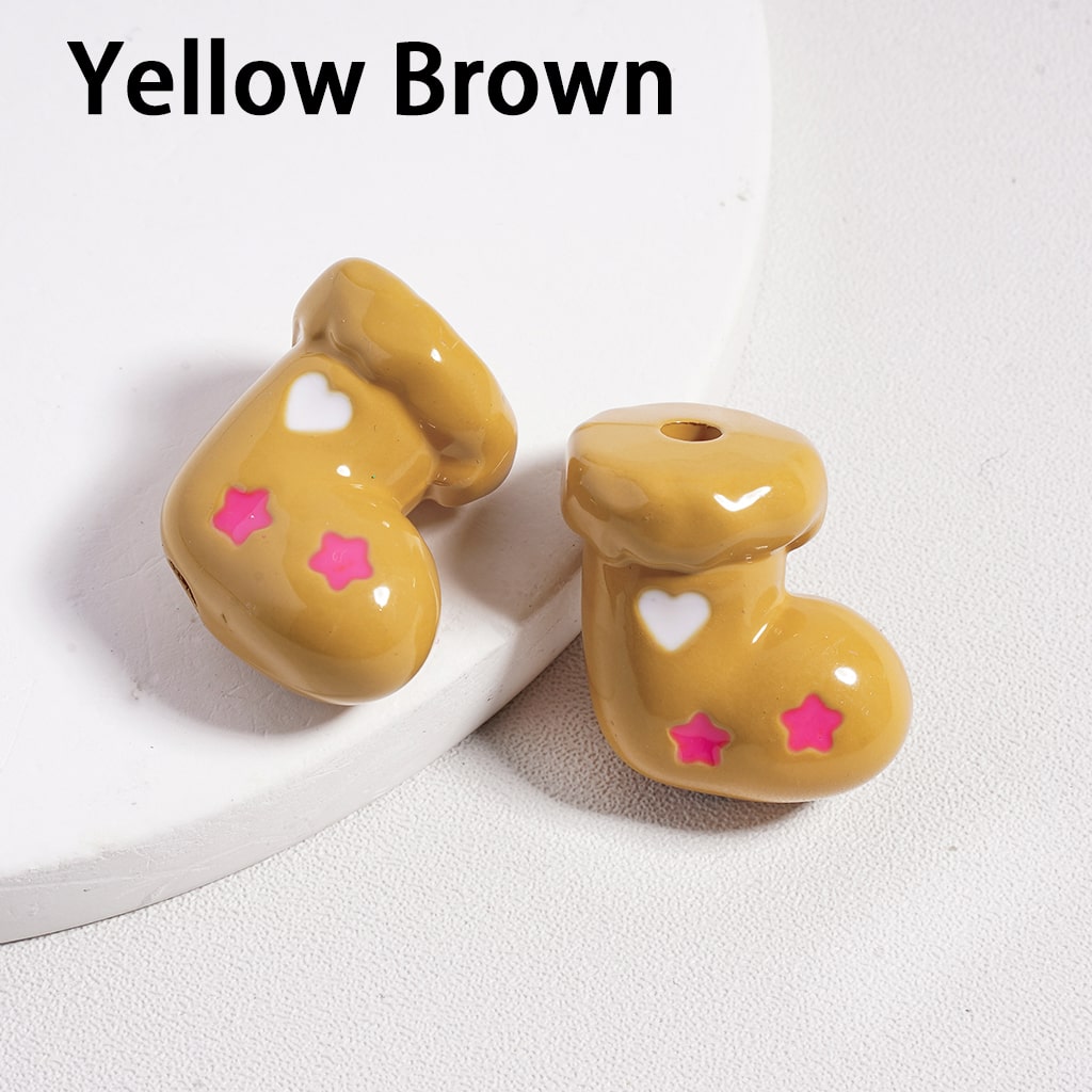Mini Colorful Christmas Socks with Colorful Hearts & Gifts Print Acrylic Beads Height 20mm Random Mix