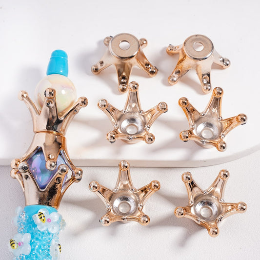 Royal Rose Gold Acrylic Bead with Cage Cap Crown Acrylic Beads Size 15MM (They Fit 16MM Bead)