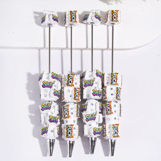 Colorful Two-Style Humor Text “Shit” & “F*ck” with AB Rhinestones, Assorted Shapes, Random Mix