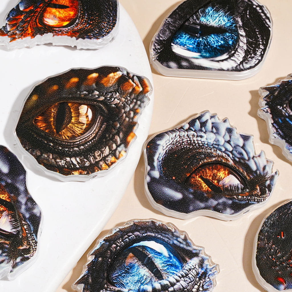 Fierce Dragon Eye Fantasy Creature Eye Series Acrylic Beads, Multicolor, Random Mix
