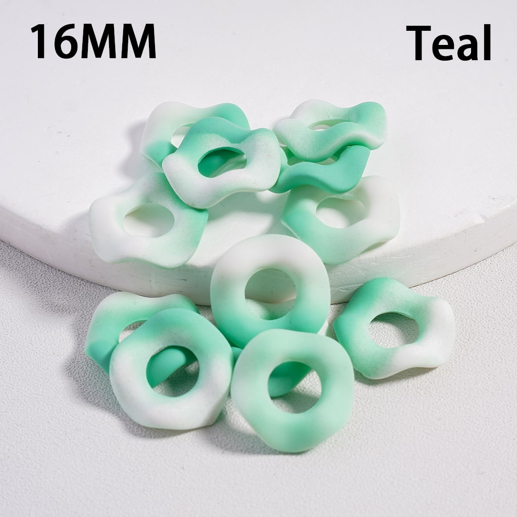 Ocean Waves Shape, Ombre Solid Color, Acrylic Spacer Beads 16MM