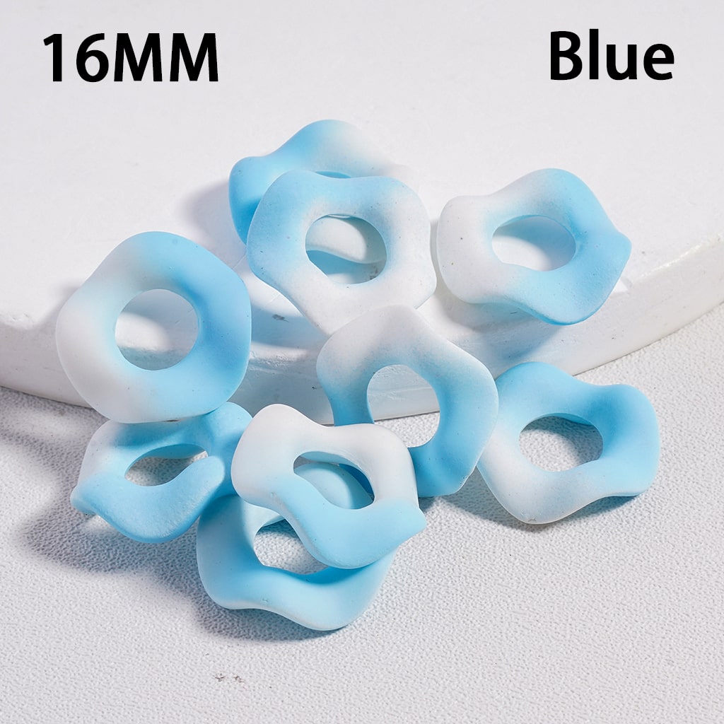 Ocean Waves Shape, Ombre Solid Color, Acrylic Spacer Beads 16MM