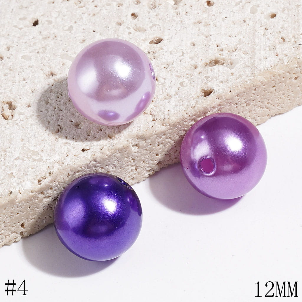 12MM - Acrylic Beads for DIY Bracelets & Waist Chains & Necklaces, Round Beads in Pearlized Style, Various Colors Series